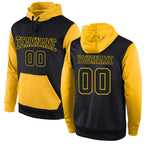 Custom Stitched Black Black-Gold Sports Pullover Sweatshirt Hoodie