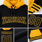 Custom Stitched Black Black-Gold Sports Pullover Sweatshirt Hoodie detail
