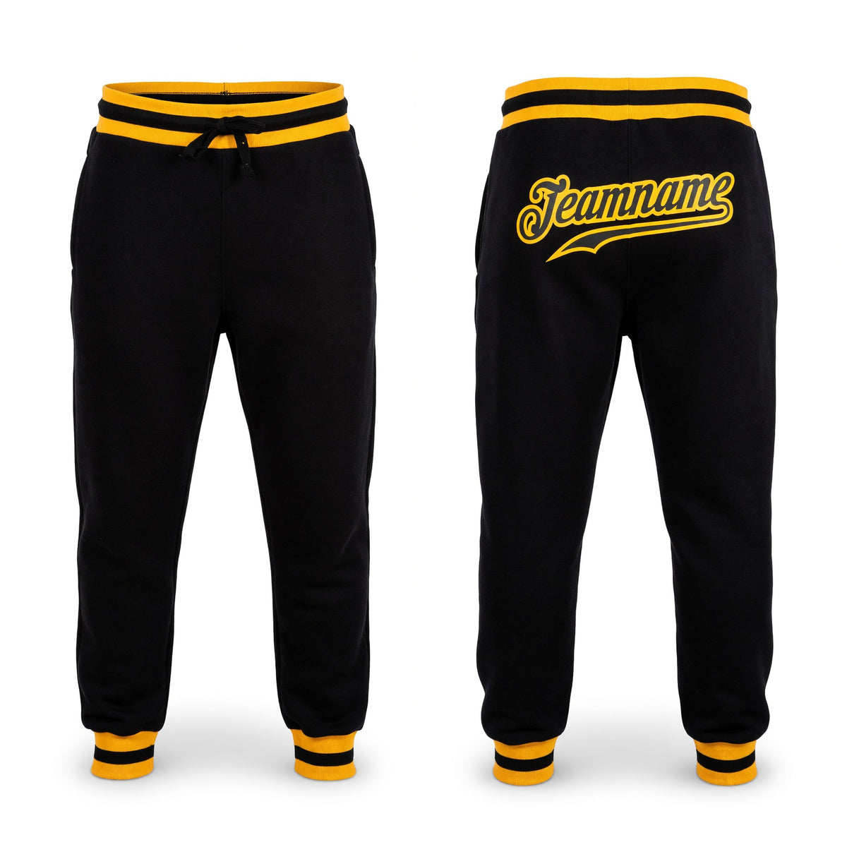 Custom Black Black-Gold Sports Pants