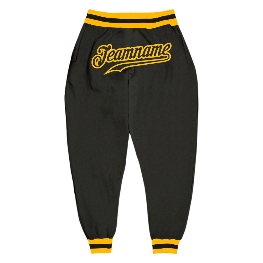 Custom Black Black-Gold Sports Pants photo 1