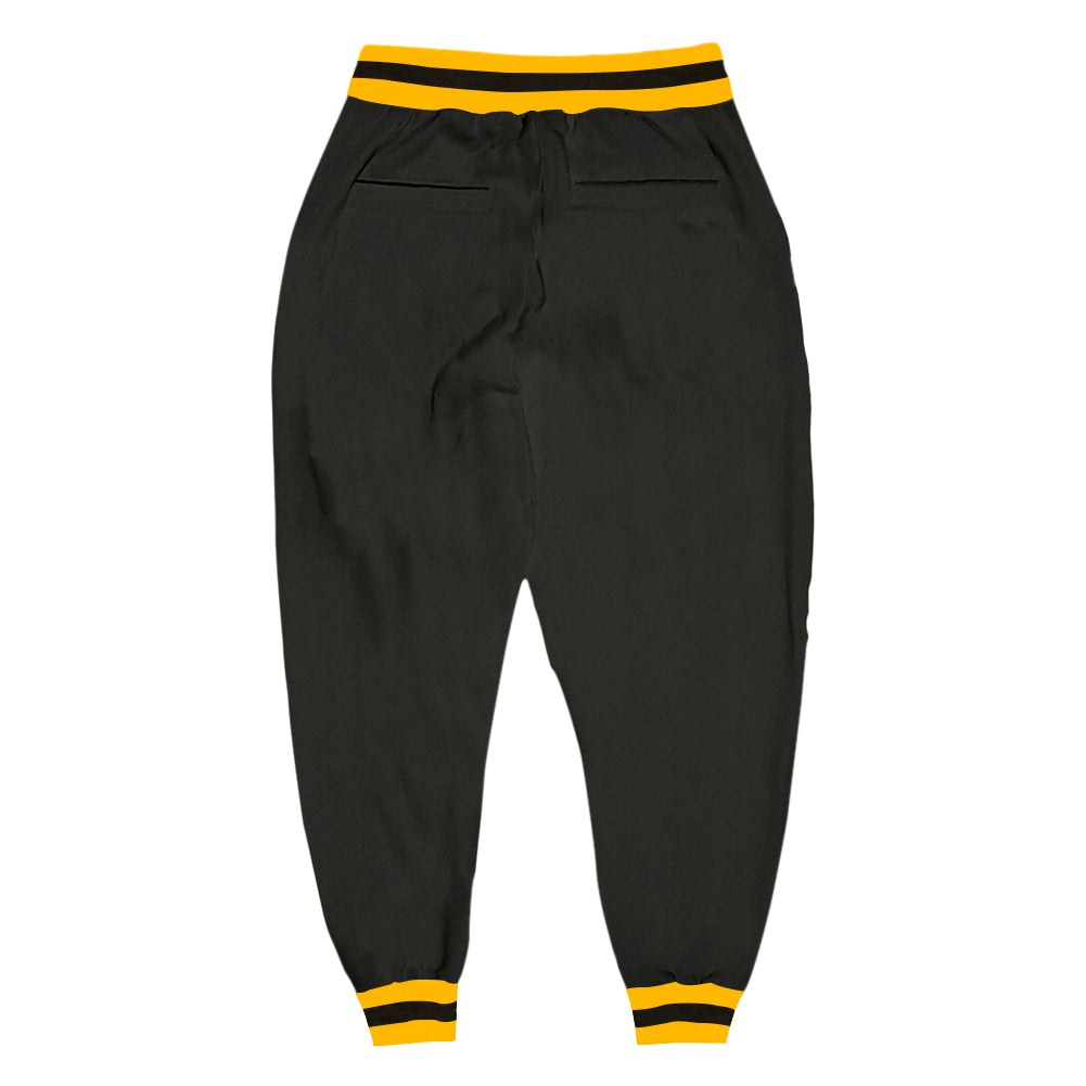 Custom Black Black-Gold Sports Pants photo 2