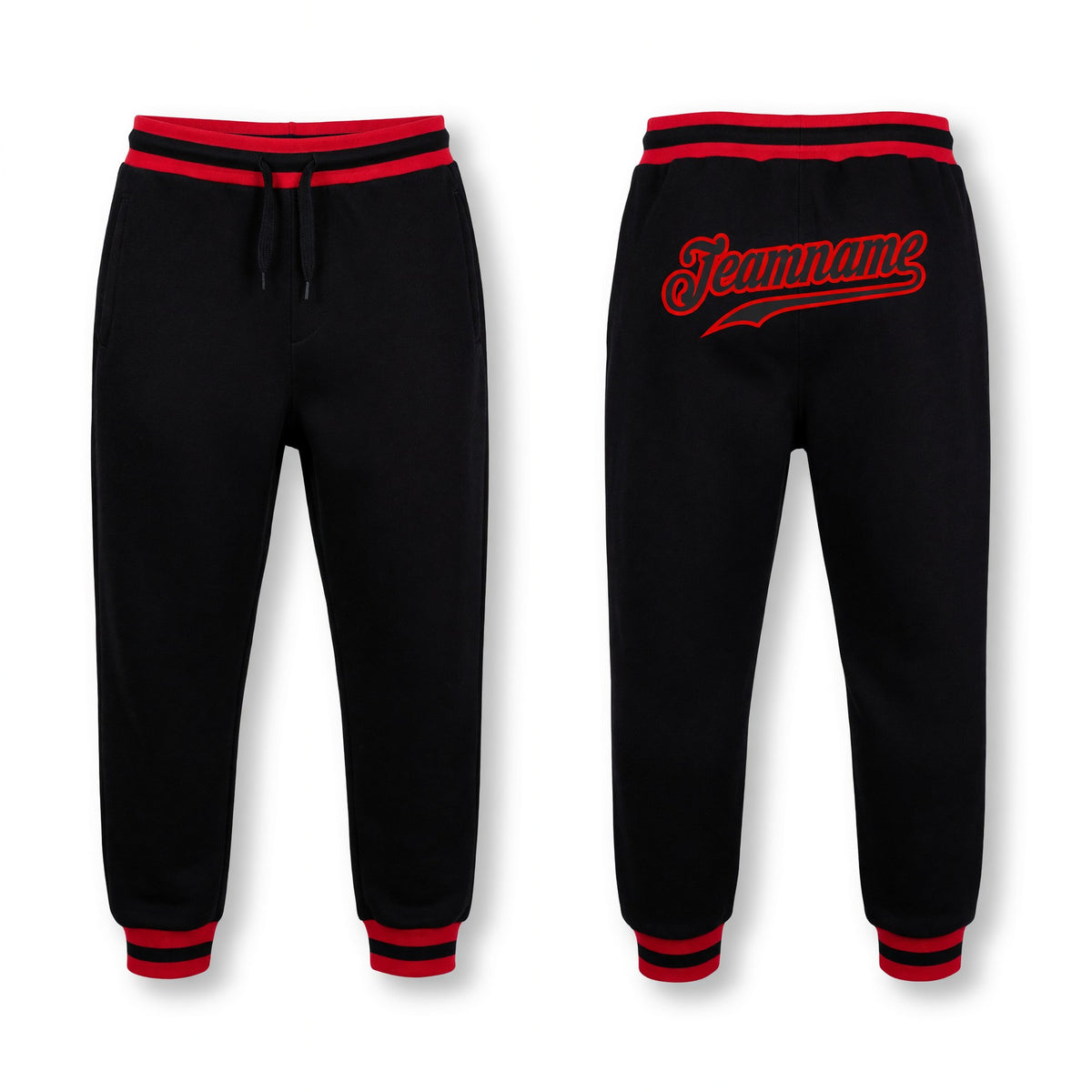 Custom Black Black-Red Sports Pants