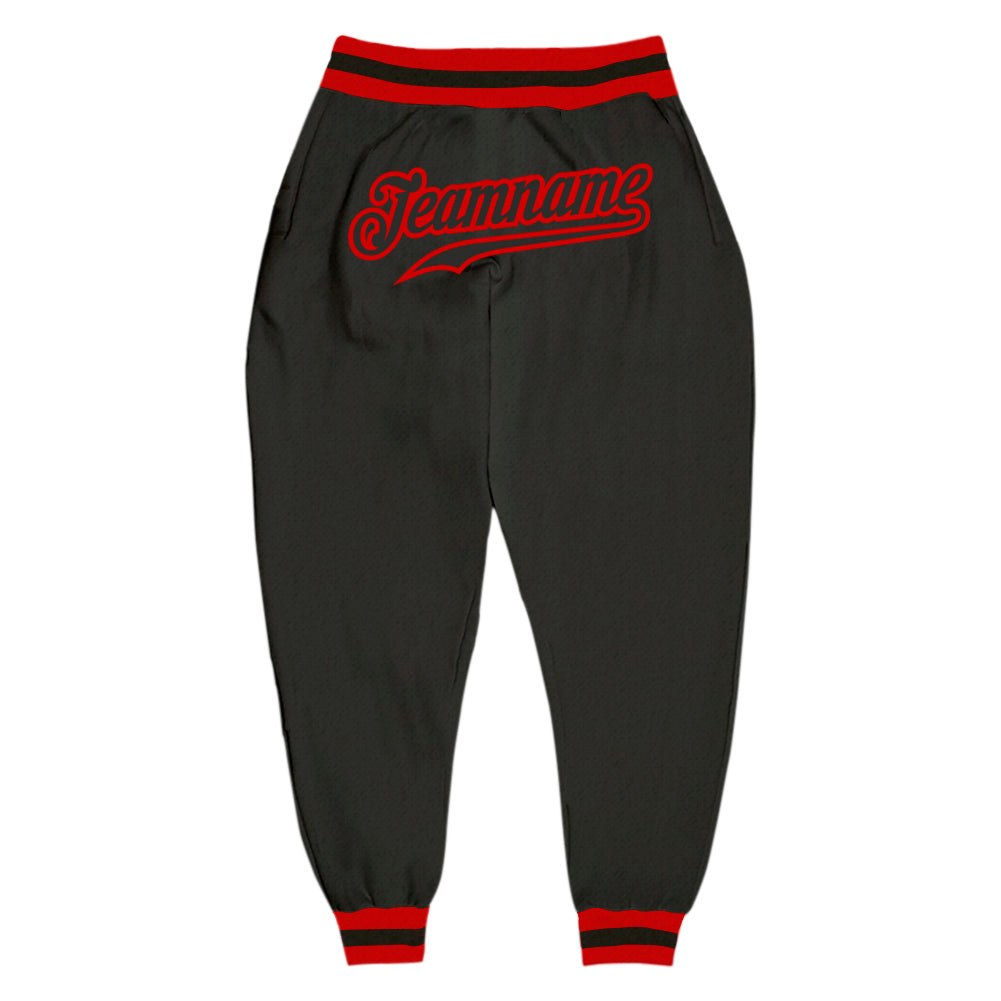 Custom Black Black-Red Sports Pants photo 1