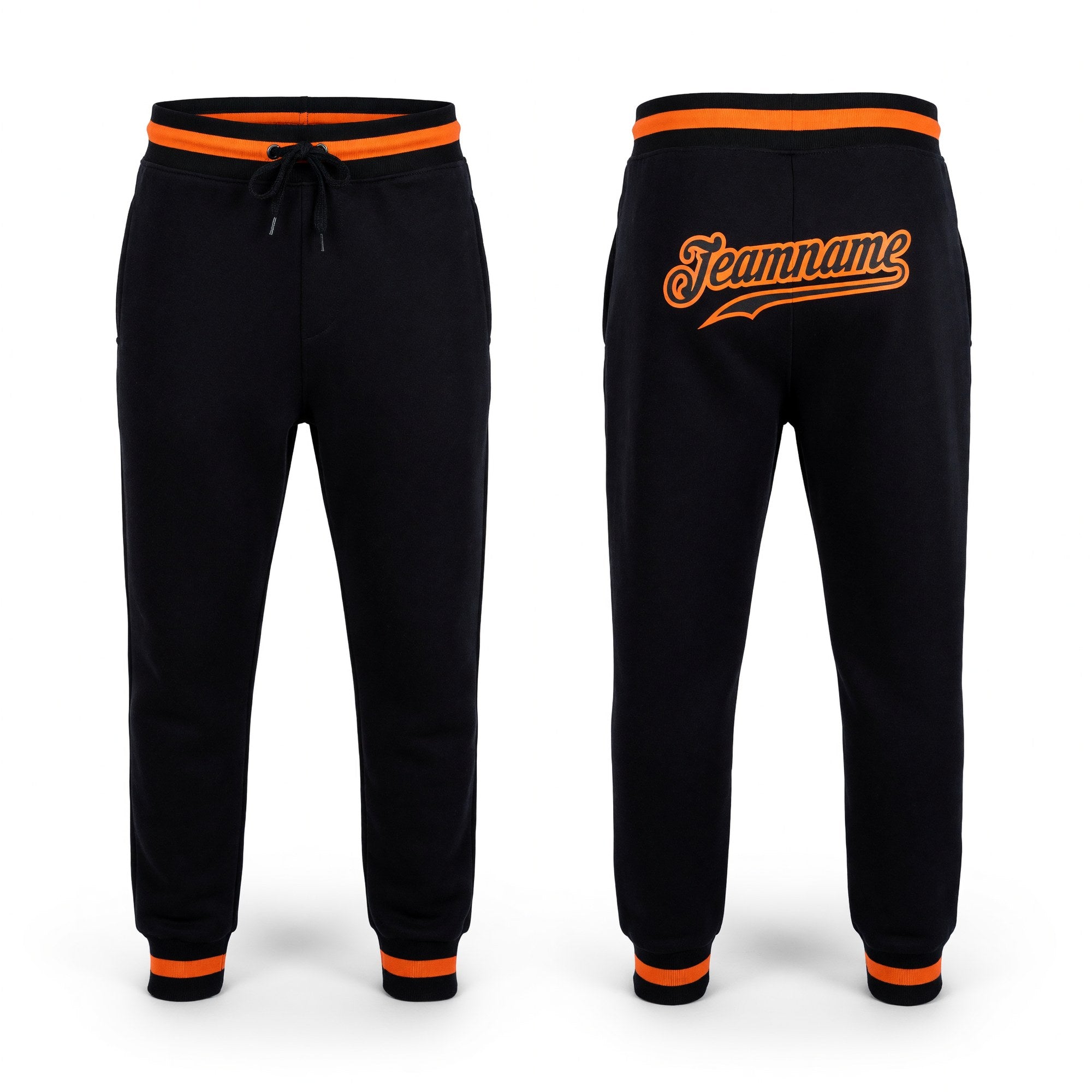 Custom Black Black-Orange Sports Pants
