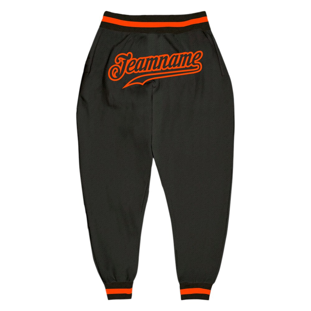 Custom Black Black-Orange Sports Pants photo 1