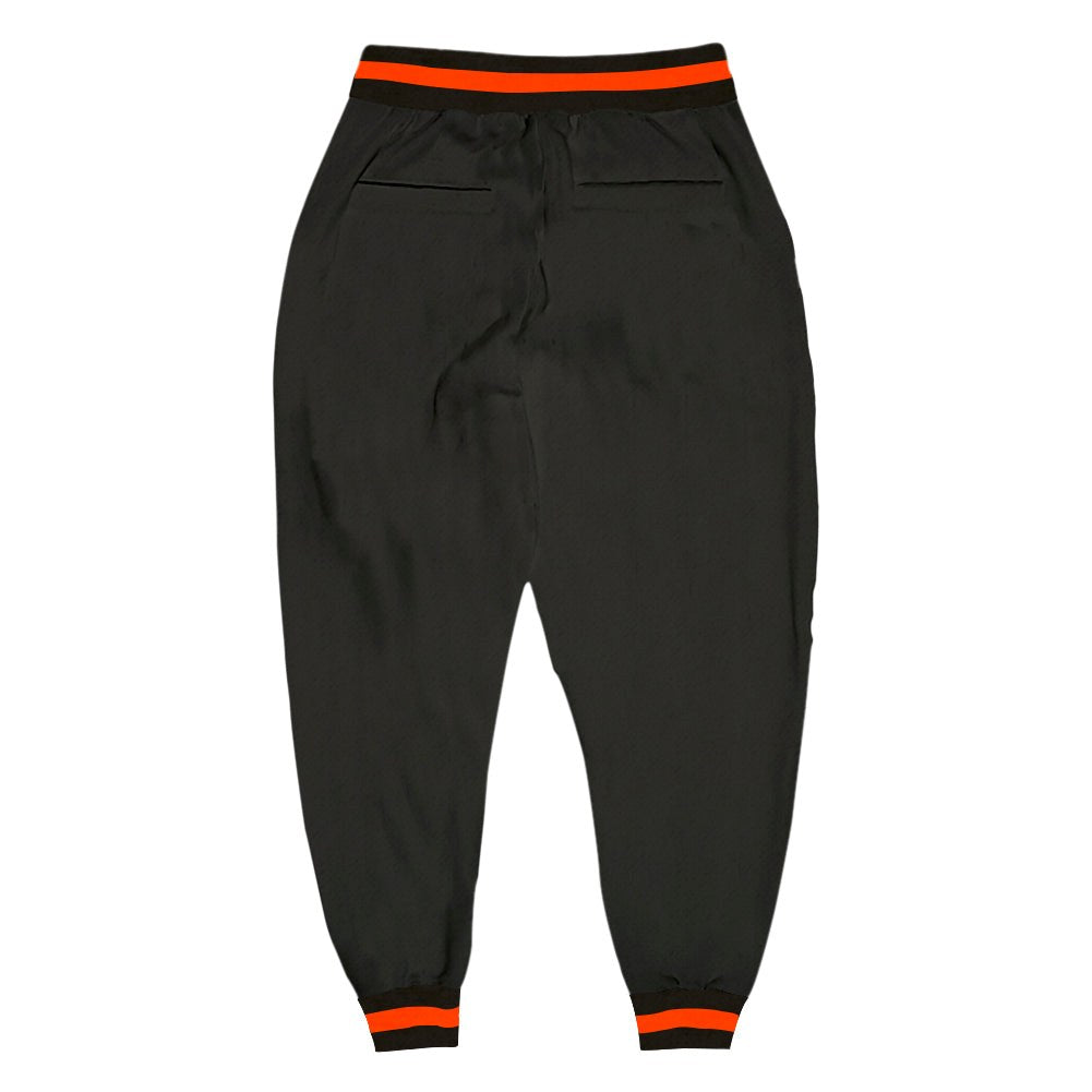 Custom Black Black-Orange Sports Pants photo 2