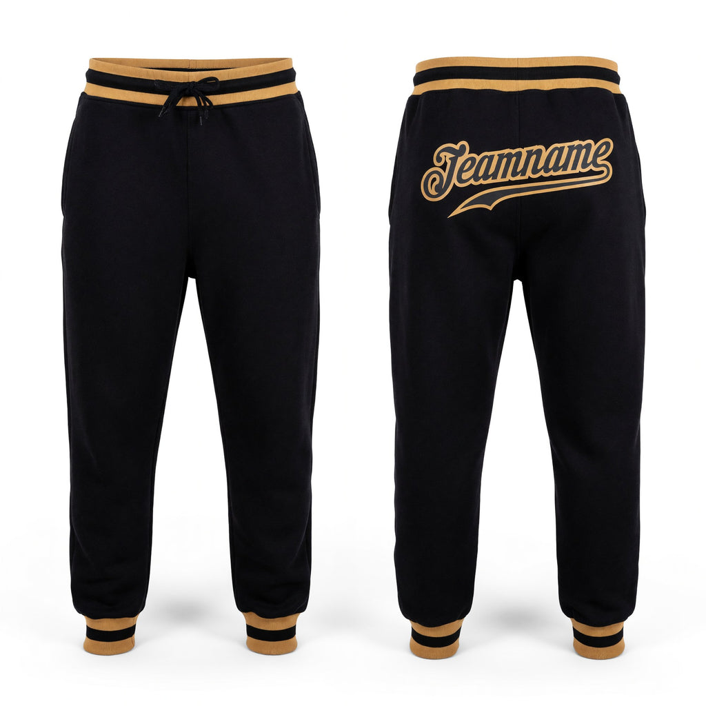 Custom Black Black-Old Gold Sports Pants