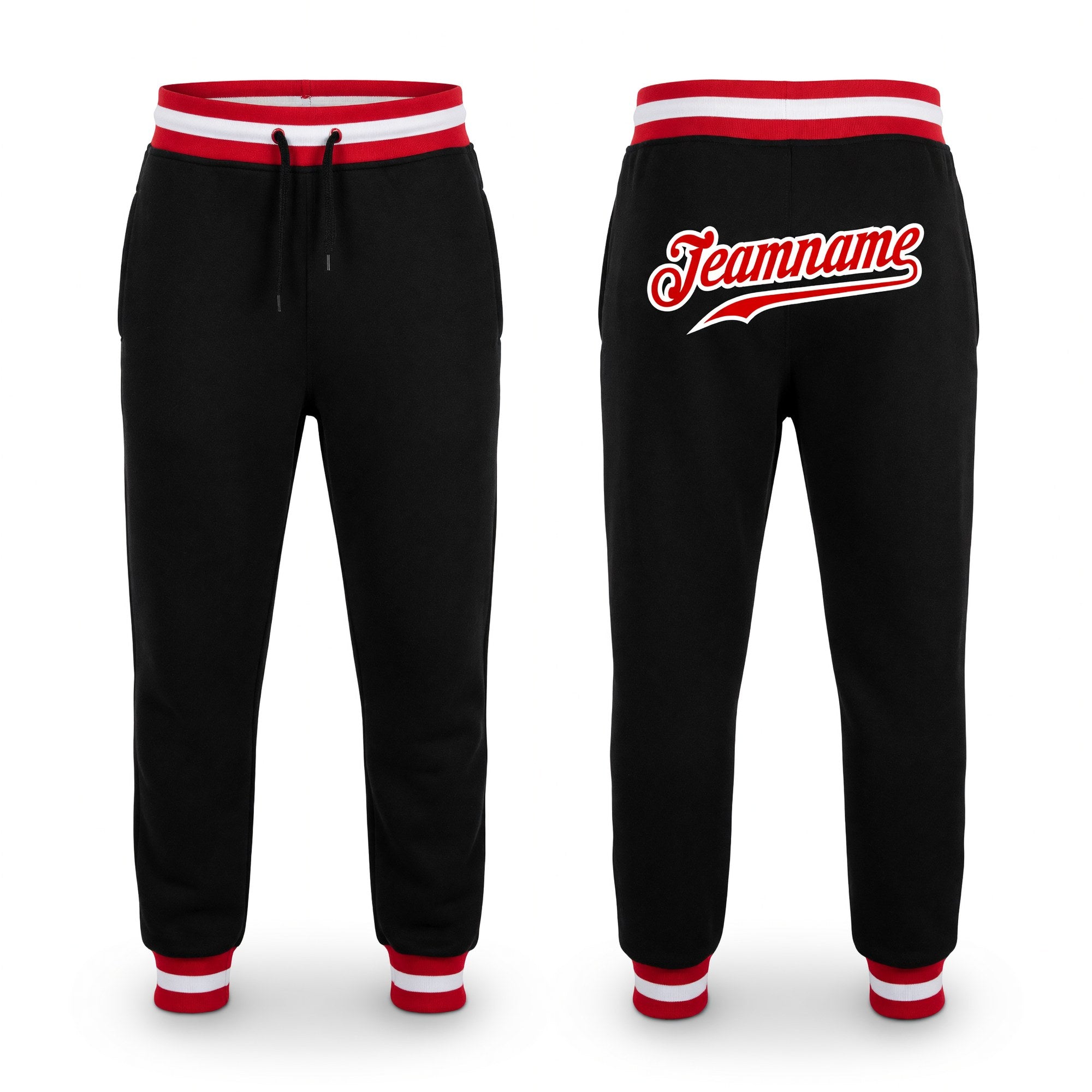 Custom Black Red-White Sports Pants