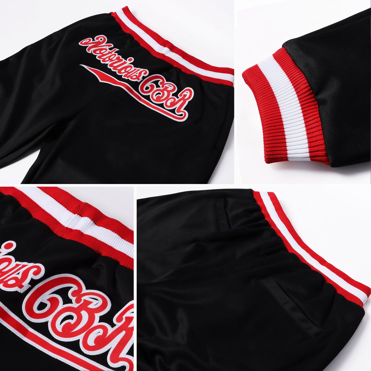 Custom Black Red-White Sports Pants photo 4