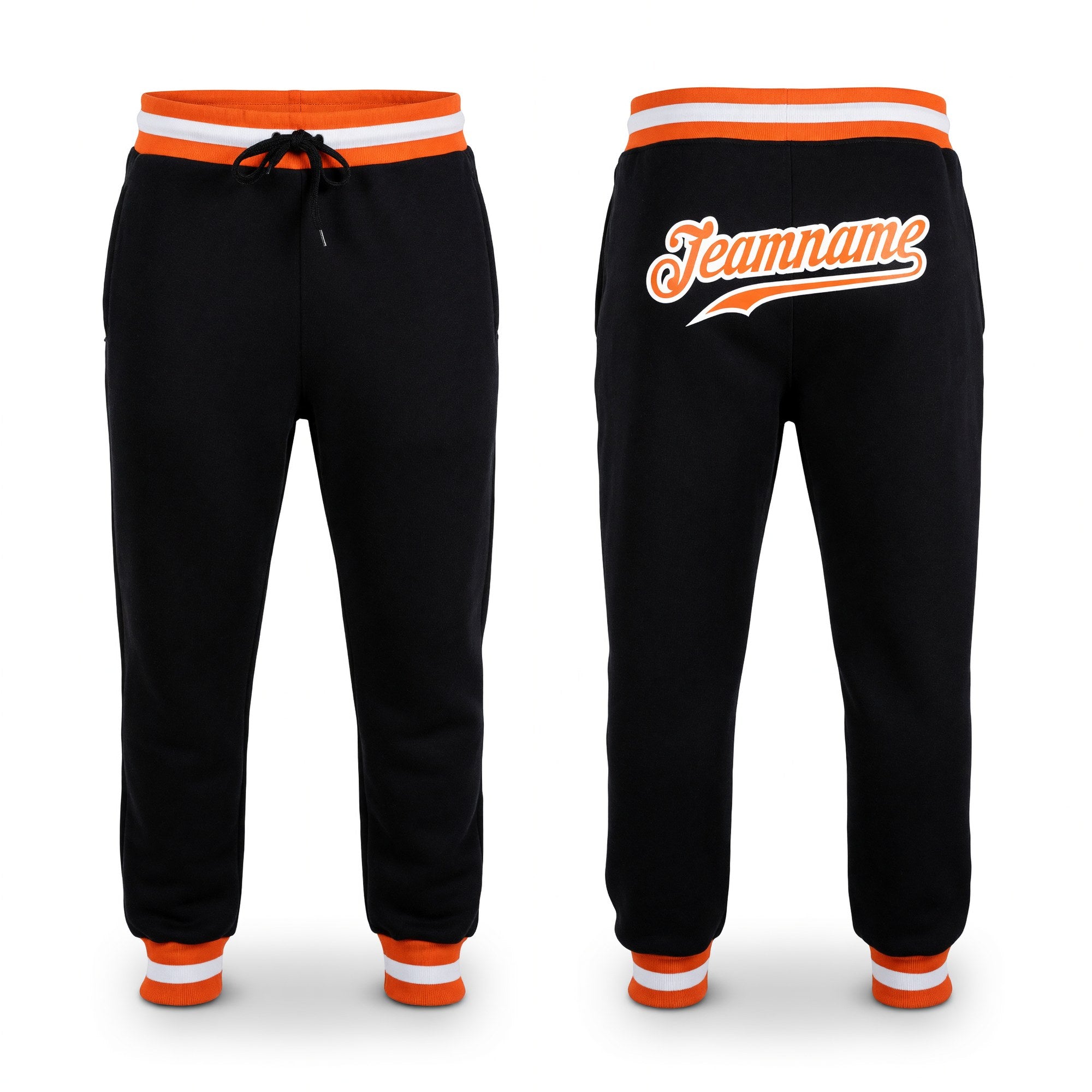 Custom Black Orange-White Sports Pants