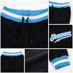 Custom Black Light Blue-White Sports Pants detail