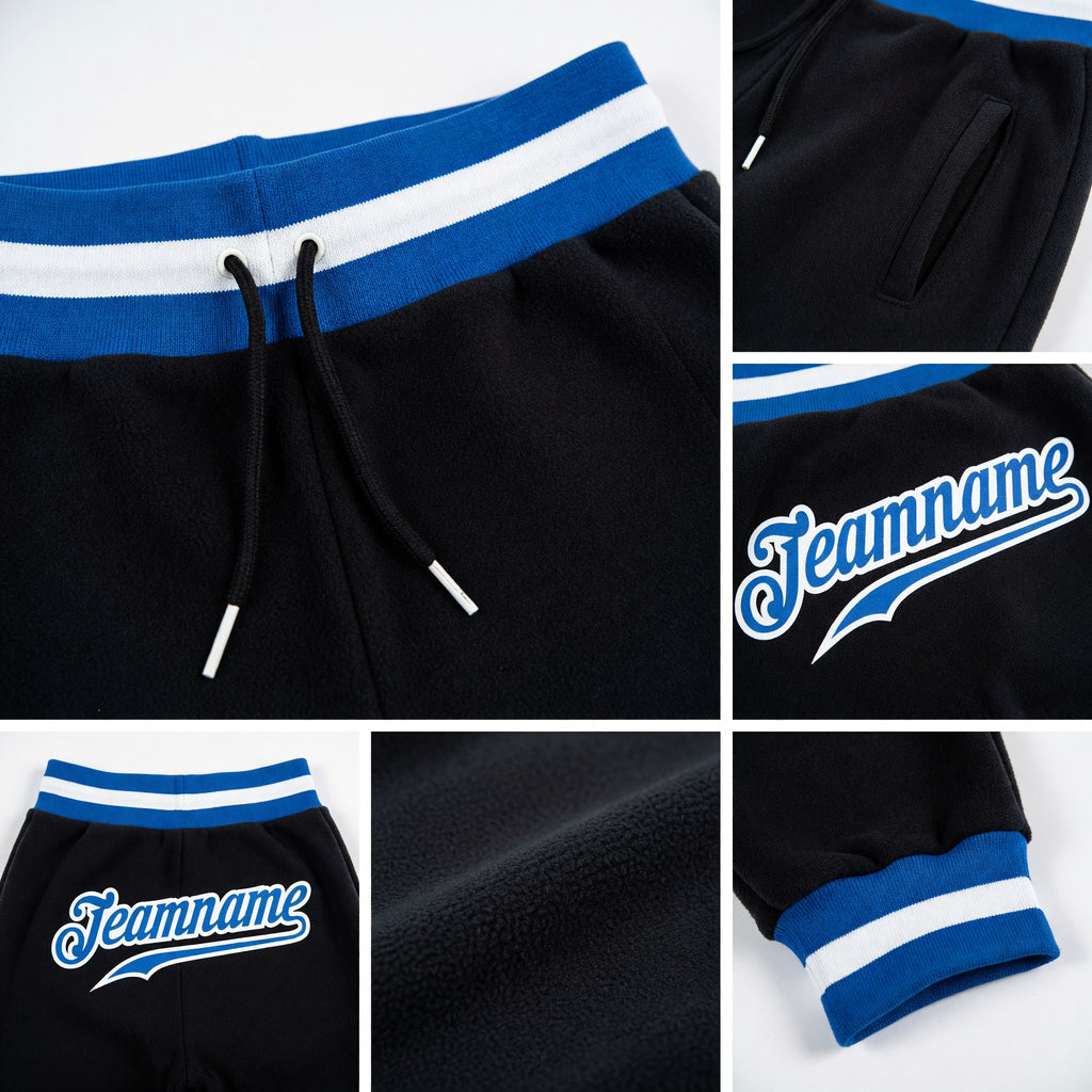 Custom Black Royal-White Sports Pants detail