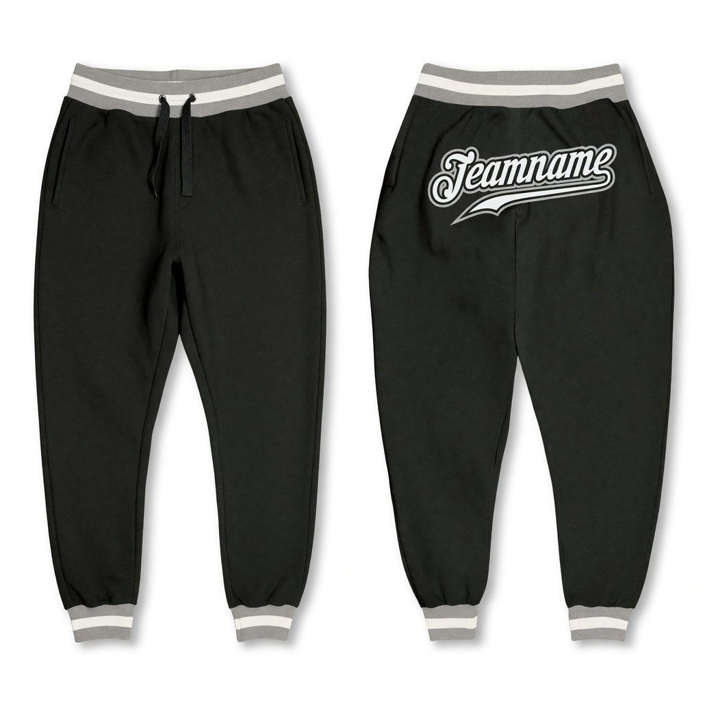 Custom Black White-Gray Sports Pants