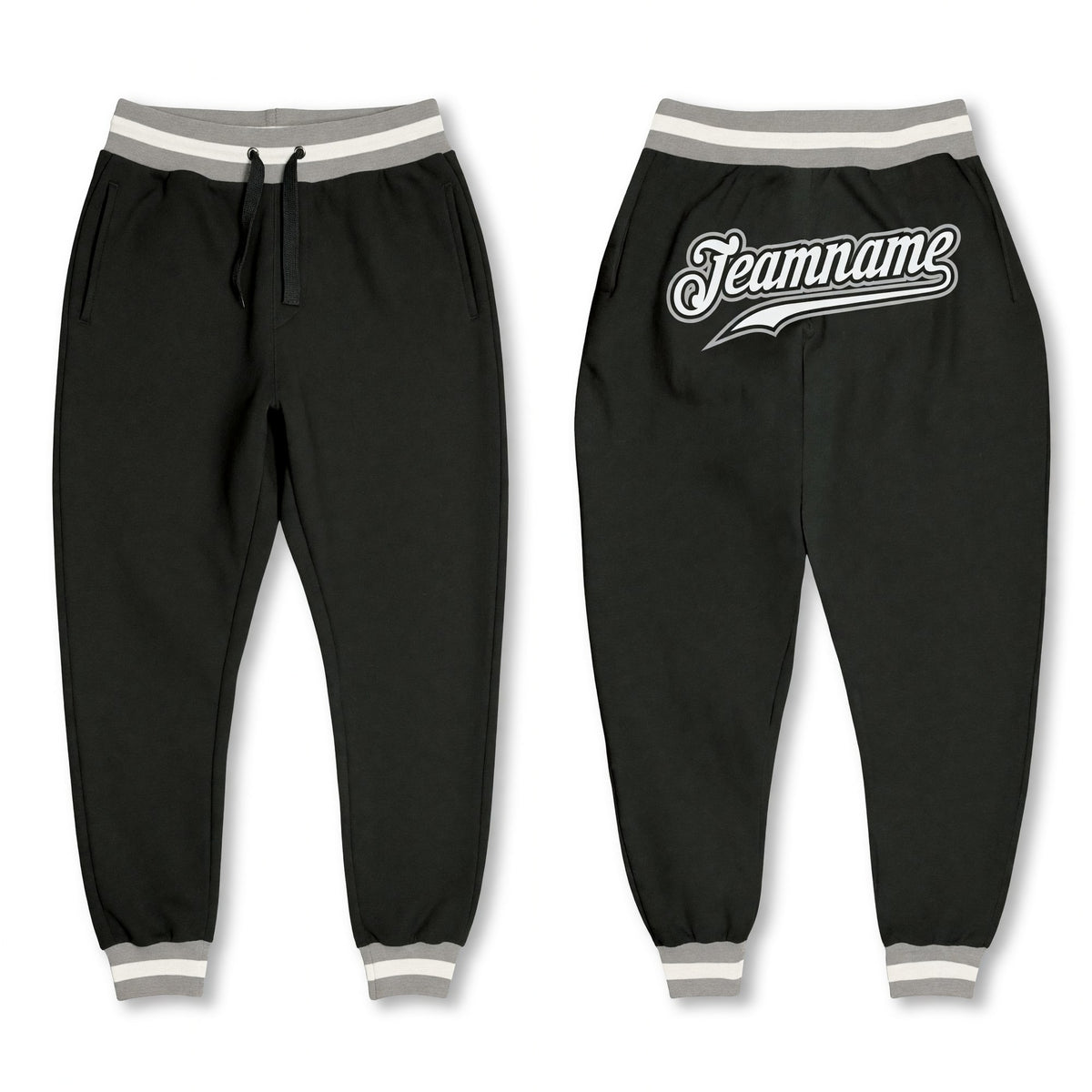 Custom Black White-Gray Sports Pants