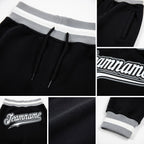 Custom Black White-Gray Sports Pants detail