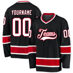 Custom Black White-Red Hockey Jersey photo 1