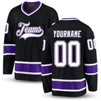 Custom Black White-Purple Hockey Jersey