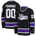 Custom Black White-Purple Hockey Jersey photo 1