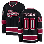 Custom Black Maroon-White Hockey Jersey