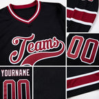Custom Black Maroon-White Hockey Jersey detail
