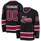 Custom Black Maroon-White Hockey Jersey photo 1