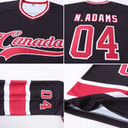 Custom Black Maroon-White Hockey Jersey photo 4
