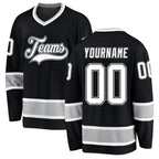 Custom Black White-Gray Hockey Jersey
