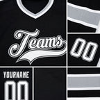 Custom Black White-Gray Hockey Jersey detail