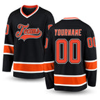 Custom Black Orange-White Hockey Jersey
