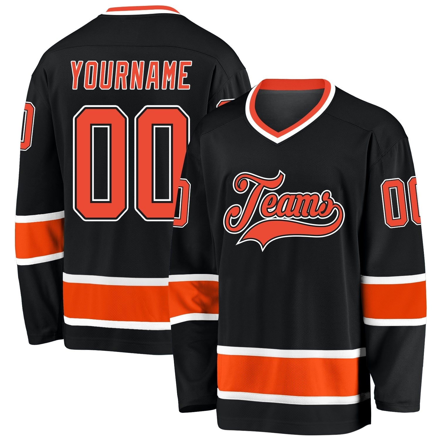 Custom Black Orange-White Hockey Jersey photo 1