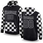 Custom Stitched Black Black-White Sports Pullover Sweatshirt Hoodie