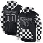 Custom Stitched Black Black-White Sports Pullover Sweatshirt Hoodie photo 1