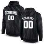 Custom Stitched Black White Pinstripe White-Gray Sports Pullover Sweatshirt Hoodie
