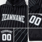 Custom Stitched Black White Pinstripe White-Gray Sports Pullover Sweatshirt Hoodie detail