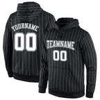 Custom Stitched Black White Pinstripe White-Gray Sports Pullover Sweatshirt Hoodie photo 1