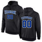 Custom Stitched Black White Pinstripe Royal-White Sports Pullover Sweatshirt Hoodie