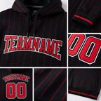 Custom Stitched Black Red Pinstripe Red-White Sports Pullover Sweatshirt Hoodie detail