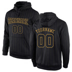 Custom Stitched Black Old Gold Pinstripe Black-Old Gold Sports Pullover Sweatshirt Hoodie