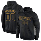 Custom Stitched Black Old Gold Pinstripe Black-Old Gold Sports Pullover Sweatshirt Hoodie photo 1