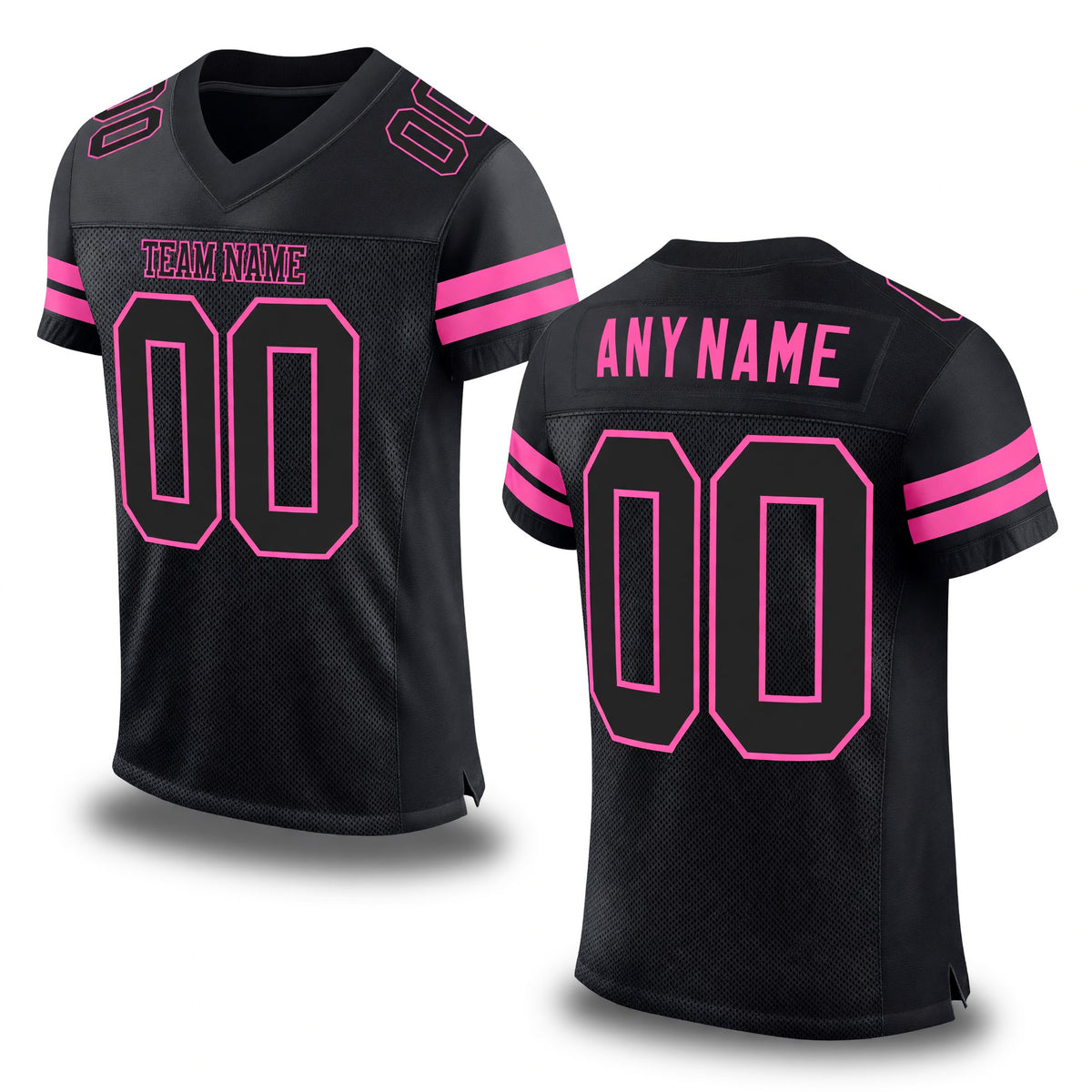 Custom Black Black-Pink Mesh Authentic Football Jersey