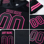 Custom Black Black-Pink Mesh Authentic Football Jersey detail