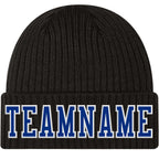 Custom Black Royal-White Stitched Cuffed Knit Hat photo 1