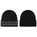 Custom Black Black-Gray Stitched Cuffed Knit Hat