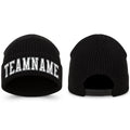 Custom Black White-Gray Stitched Cuffed Knit Hat