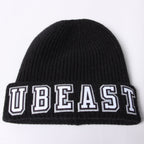 Custom Black White-Gray Stitched Cuffed Knit Hat photo 3