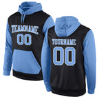 Custom Stitched Black Light Blue-White Sports Pullover Sweatshirt Hoodie