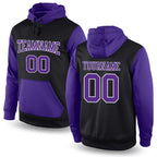 Custom Stitched Black Purple-White Sports Pullover Sweatshirt Hoodie
