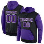 Custom Stitched Black Purple-White Sports Pullover Sweatshirt Hoodie photo 1