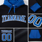 Custom Stitched Black Royal-White Sports Pullover Sweatshirt Hoodie detail