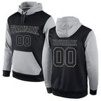Custom Stitched Black Black-Gray Sports Pullover Sweatshirt Hoodie